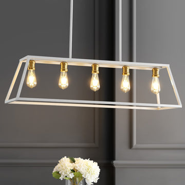 Floyd 38" Adjustable Iron Farmhouse Vintage LED Dimmable Pendant - JONATHAN Y